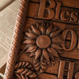 Promotional items:Bless Our Home Sunflower Solid Wood Engraved Plaque - BGCOPPER