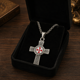 Knights Templar Celtic Knot Cross Necklace for Men, Red Enamel Templar Symbol Stainless Steel Pendant Product Parameters