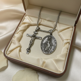 Jesus Cross and Virgin Mary Combination Necklace Pendant