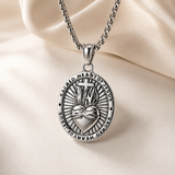 Two Tone Gold Silver Sacred Heart of Jesus Oval Stainless Steel Necklace