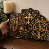St. Benedict's Exorcism Medal Christian Exorcism Plaque - Wall Decor