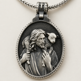 Good Shepherd Sterling Silver Necklace - side view