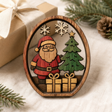 3D Layered Wooden Santa Christmas Ornament