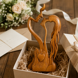 Hand-Carved Christian Love Sculpture – Wooden Couple Statue for Wedding & Anniversary Gift