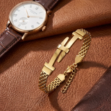 Nails‑Shaped Cross Mesh Chain Stainless Steel Bracelet - side view