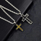 Lava Cross Pendant Necklace Titanium Chain - BGCOPPER