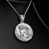 Jesus Thorn Crown Coin Necklace, 316L Titanium Steel Men Pendant