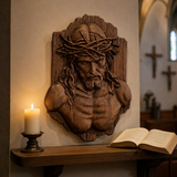 Jesus Crown of Thorns Beechwood Sculpture - craftsmanship detail