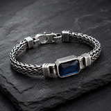 Vintage Sapphire Braided Copper Bracelet - design detail
