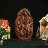 Natural Beechwood Nativity Scene Wooden Carved Plaque Tabletop Arrangement - BGCOPPER