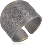 Seven Archangels Ring for Men Stainless Steel The Seal Of Solomon Tetragrammaton Archangels Protection Ring Statement Band for Men Women - BGCOPPER