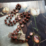 Natural Sesame Stone Beads Vintage Alloy Mary Prayer Beads - BGCOPPER
