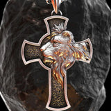 S925K Silver Lion's Head Cross Necklace - BGCOPPER