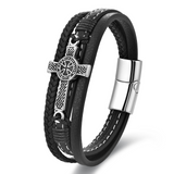 Celtic Knot Cross Multi‑Layer Leather Magnetic Bracelet