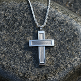 Braided Steel‑Wire Textured Cross Pendant Necklace