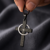 Lord’s Prayer Engraved Cross Pendant with Rotating Ring