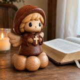 Silent Guardian Wooden Angel-A Small Prayer Companion for Her Bedside, Desk, or Prayer Corner