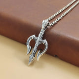 Poseidon Trident Necklace Men's Lucky Charm - BGCOPPER
