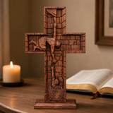 BGCOPPER Savior Jesus Cross - Carved from Natural Wood