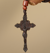 Hand-Carved Wooden Crucifix Pendant – Jesus Cross Christian Faith Car Charm & Prayer Gift