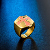 Crusader Shield Stainless Steel Cross Ring - BGCOPPER
