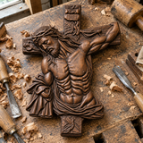 Hand-Carved Beech Wood Crucifix – Jesus Christ Wall Cross