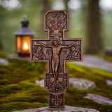Eastern Orthodox Crucifixion Cross Wall Decor - Faith & Redemption Theme Wooden Carved Wall Hanging - BGCOPPER