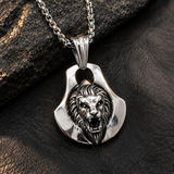 Men’s 3D Lion Head Shield Stainless Steel Vintage Necklace