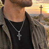 Modern Cross Pendant Necklace – Titanium Steel Christian Necklace for Men