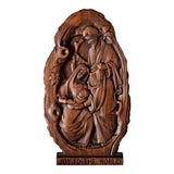 Natural Beechwood Nativity Scene Wooden Carved Plaque Tabletop Arrangement - BGCOPPER