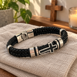 Men’s Black Braided Cross Bracelet – Christian Faith Reminder Wristband