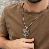 Two-Tone Armor of God Knight Shield Stainless Steel Necklace