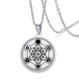 Metatron Tesseract Necklace, Stainless Steel Sacred Geometry Metatron Pendant, Men's and Women's Jewelry, Spiritual Protection Medal - BGCOPPER