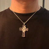 S925K Silver Lion's Head Cross Necklace - BGCOPPER