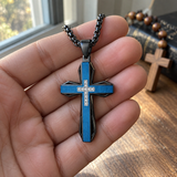Brushed & Faceted Titanium Steel Cross Necklace – Modern Faith, Bold Devotion