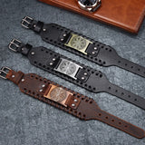 Viking Bracelet Adjustable Bangle - Mens Leather Bracelet Handmade with Nordic Amulet - Celtic Pagan Jewelry of Talisman (Kolovrat Silver) - BGCOPPER