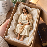 I Am with You Always Seated Jesus Figurine – Christian Faith Reminder Decor