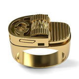 European and American punk style fashionable personalized lighter shape 18k gold plated ring - BGCOPPER
