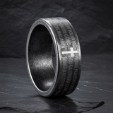 Scripture cross stainless steel ring for Christian daily faith