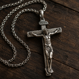 INRI Jesus Crucifix Cross Pendant Necklace - side view