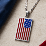 🇺🇸 American Flag Dog Tag Pendant Necklace