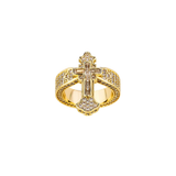 Christian Cross Statement Ring with 5A+ Cubic Zirconia – Silver & 14K Gold Plated