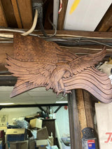 American flag with eagle wooden sign, eagle flag wood carving wall decoration, 3D engraving USA flag and bald eagle - BGCOPPER