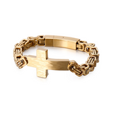 Men’s Vintage Hammered Cross Byzantine Chain Bracelet