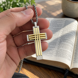 Modern Interwoven Stripe Cross Necklace – Bold Faith, Urban Style