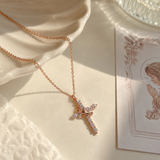 Cross and Diamond Crown Necklace