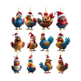 Creative Cute Animal Chicken Christmas Hanging Christmas Birds Car Hanging Home Christmas Tree Decorations - BGCOPPER