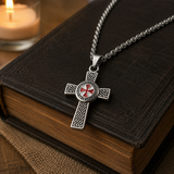 Knights Templar Celtic Knot Cross Necklace for Men, Red Enamel Templar Symbol Stainless Steel Pendant Product Parameters