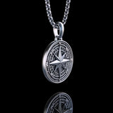 Handmade S925K Silver Compass Pendant Necklace - BGCOPPER