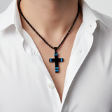 Black Blue Cross - White Shirt